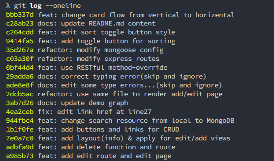 git log oneline